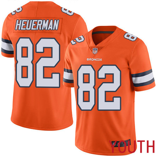 Youth Denver Broncos #82 Jeff Heuerman Limited Orange Rush Vapor Untouchable Football NFL Jersey